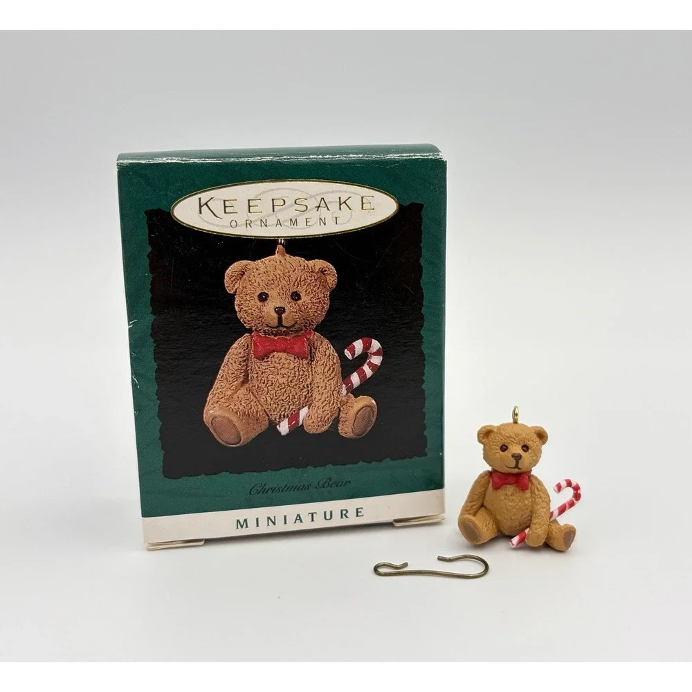 Hallmark Keepsake Ornament Christmas Bear Candy Cane Miniature 1996 Vintage